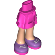 Minidoll Hips and Layered Skirt with Light Nougat Legs, Lavender Shoes, Dark Pink Sools Dark Pink