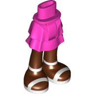 Minidoll Hips and Layered Skirt with Reddish Brown Legs, White Sandals print Dark Pink