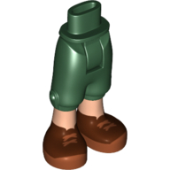 Minidoll Hips and Cropped Trousers with Light Nougat Legs and Brown / Reddish Brown Boots Print Dunkelgrün