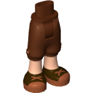 Minidoll Hips and Cropped Trousers with Light Nougat Legs and Brown Shoes with Reddish Brown Crossed Laces Print Rotbraun