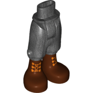 Minidoll Hips and Cropped Trousers with Reddish Brown Boots with Orange Crossed Laces Print Pearl Titanium