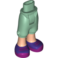 Minidoll Hips and Cropped Trousers with Magenta and Dark Purple Shoes with Laces Print Sand Green