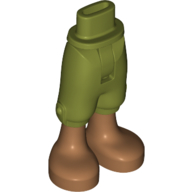 Minidoll Hips and Cropped Trousers with Nougat Legs, Medium Nougat Boots print [Thick Hinge] Olive Green