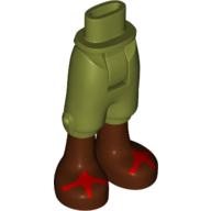 Minidoll Hips and Cropped Trousers with Reddish Brown Boots, Red Sandals print Olive Green