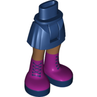 Minidoll Hips and Short Skirt with Medium Nougat Legs and Magenta Boots with Dark Blue Laces Print [Thick Hinge] Dunkelblau