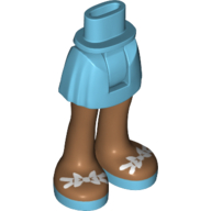 Minidoll Hips and Short Skirt with Medium Nougat Legs, Medium Azure Sandals with White Bows Print Mittelazur