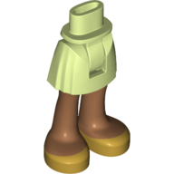 Minidoll Hips and Short Skirt with Medium Nougat Legs, Gold Sandals print Yellowish Green