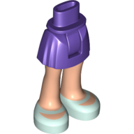Minidoll Hips and Short Skirt with Light Nougat Legs and Aqua Shoes Print Dark Purple