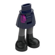 Minidoll Hips and Short Skirt with Dark Blue Skirt with Magenta Decoration, Black Boots Dunkelblau