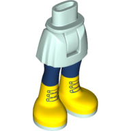 Minidoll Hips and Short Skirt with Blue Legs and Yellow Laced Boots Print Light Aqua