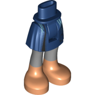 Minidoll Hips and Short Skirt with Dark Bluish Grey Legs, Medium Nougat Feet Dunkelblau