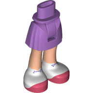 Minidoll Hips and Short Skirt with White Shoes, Coral Soles print [Thick Hinge] Medium Lavender