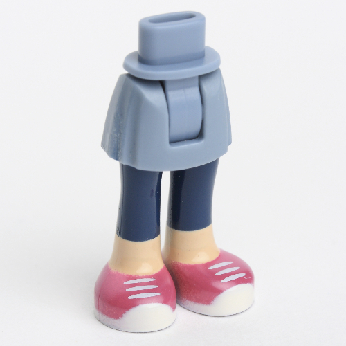 Minidoll Hips and Short Skirt with Light Nougat Legs with Short Dark Blue Leggings, Magenta Shoes with White Laces Print Sandblau