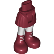 Minidoll Hips and Short Skirt with White Legs and Dark Red Shoes Print Dunkelrot