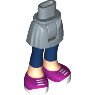 Minidoll Hips and Short Skirt with Light Nougat Legs with Long Dark Blue Leggings, Magenta Shoes with White Laces Print Sandblau