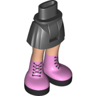 Minidoll Hips and Short Skirt with Medium Nougat Legs and Bright Pink Boots with Black Buckles Black