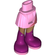 Minidoll Hips and Short Skirt with Medium Nougat Legs and Dark Pink Boots with Silver Star Bright Pink