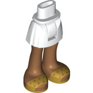 Minidoll Hips and Short Skirt with Medium Nougat Legs, Pearl Gold Sandals White