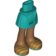 Minidoll Hips and Short Skirt with Medium Nougat Legs, Pearl Gold Sandals Dunkeltürkis