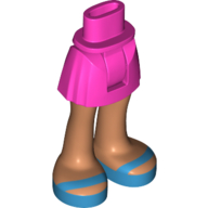 Minidoll Hips and Short Skirt with Nougat Legs, Dark Azure Sandals Dunkelrosa