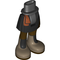 Minidoll Hips and Short Skirt with Dark Orange Sash, Dark Tan Boots Black