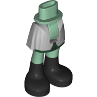 Minidoll Hips and Short Skirt with Sand Blue Skirt with Dark Green Trim, Black Boots Sand Green