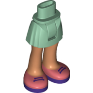 Minidoll Hips and Shorts with Nougat Legs and Coral Shoes, Dark Purple Laces [Thick Hinge] Sandgrün