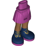 Minidoll Hips and Short Skirt with Dark Blue Shoes, Gold Decorations Print Magenta