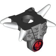 Minifig Neckwear Armour Breastplate with Shoulder Spikes White and Ninjago Cracked Red Skull Print Black