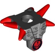 Minifig Neckwear Armour Breastplate with Shoulder Spikes Red and Ninjago Cracked Red Skull Print Black