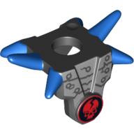 Minifig Neckwear Armour Breastplate with Shoulder Spikes Blue and Ninjago Cracked Red Skull Print Schwarz