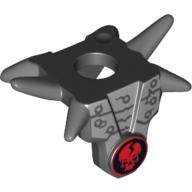 Minifig Neckwear Armour Breastplate with Shoulder Spikes Gray and Ninjago Cracked Red Skull Print Schwarz