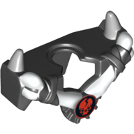 Minifig Neckwear Armour Breastplate Wide with Shoulder Spikes Gray and Ninjago Cracked Red Skull Print Schwarz
