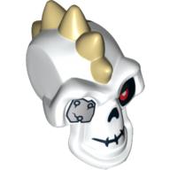 Minifig Head Special, Skull with Spikes and Metal Eyepatch Print White