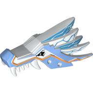 Creature Body Part, Dragon Head Upper Jaw with Medium Blue Sections and Orange Stripes Print White