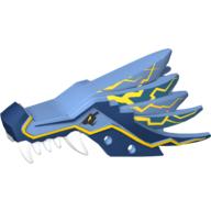 Creature Body Part, Dragon Head Upper Jaw with Dark Blue Sections and Yellow Lightning Print Medium Blue