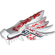 Creature Body Part, Dragon Head Upper Jaw with Red and Dark Red Fire Spirit Print White