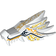 Creature Body Part, Dragon Head Upper Jaw with Yellow Lightning Spirit Print Weiß