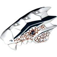 Creature Body Part, Dragon Head Upper Jaw with Scales and Teeth and Reddish Brown and Black Earth Spirit Print Weiß
