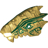 Creature Body Part, Dragon Head Upper Jaw with Scales and Teeth with Dark Green Stripes Print Perlgold