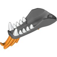 Creature Body Part, Dragon Head Lower Jaw with White Teeth and Orange Spines Print Dark Bluish Gray