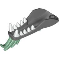 Creature Body Part, Dragon Head Lower Jaw with White Teeth and Sand Green Spines Print Dark Bluish Gray