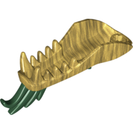 Creature Body Part, Dragon Head Lower Jaw with Teeth, and Dark Green Spines Print Pearl Gold