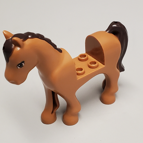 Animal, Horse with 2 × 2 Cutout, Brown Eyes, Dark Brown Mane and Tail Print Mittelnougat