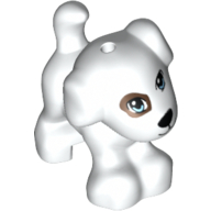 Animal, Dog, Small Standing with Patch over Eye and Spots Print Weiß