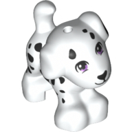 Animal, Dog, Small Standing with Lavender Eyes and Black Dalmatian Spots and Notes Print [Cookie] Weiß