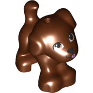 Animal, Dog, Small Standing with Brown Eyes, Black Nose, Mouth, and Pink Tongue Print Rotbraun
