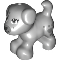 Animal, Dog, Small Standing with Black Nose, Mouth, and Dark Bluish Gray Muzzle and Spots on Leg Print (Sky) Light Bluish Gray