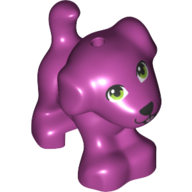 Animal, Dog, Small Standing with Green Eyes, Black Nose, Tongue in Magenta