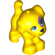 Animal, Dog, Small Standing with Dark Turquoise Eyes, Black Nose and Mouth, Medium Lavender Spot Print